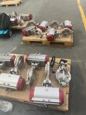 شیر پروانه ای ویفری پنوماتیکی با آببند EPDM فشار متوسط