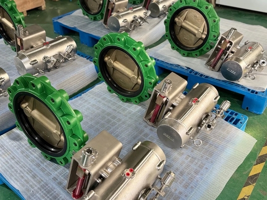 شیر پروانه ای لاگ پنوماتیک برنز آلومینیوم آب بندی EPDM سایز 2 تا 24 اینچ