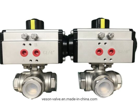 شیر توپی پنوماتیک تمام‌دروازه‌ای استیل ضد زنگ 316 با انتهای فلنجی استاندارد ISO5211